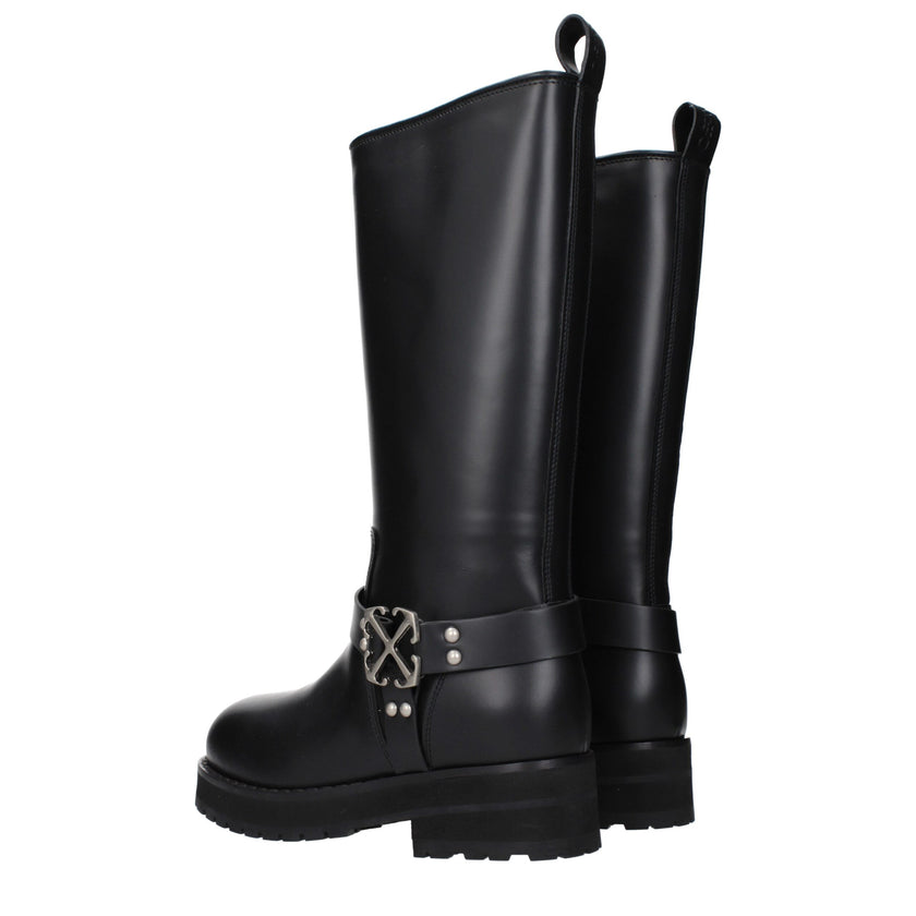 Black Leather Flat BootsDescription: The product with MPN OWIE045LEA0011072 and code F84978 leather in black is a boots designed by Off-White. It has features like side logo.Black Leather Flat Boots${tagsOff-WhiteAulae Black Leather Flat Boots Off-WhiteAu