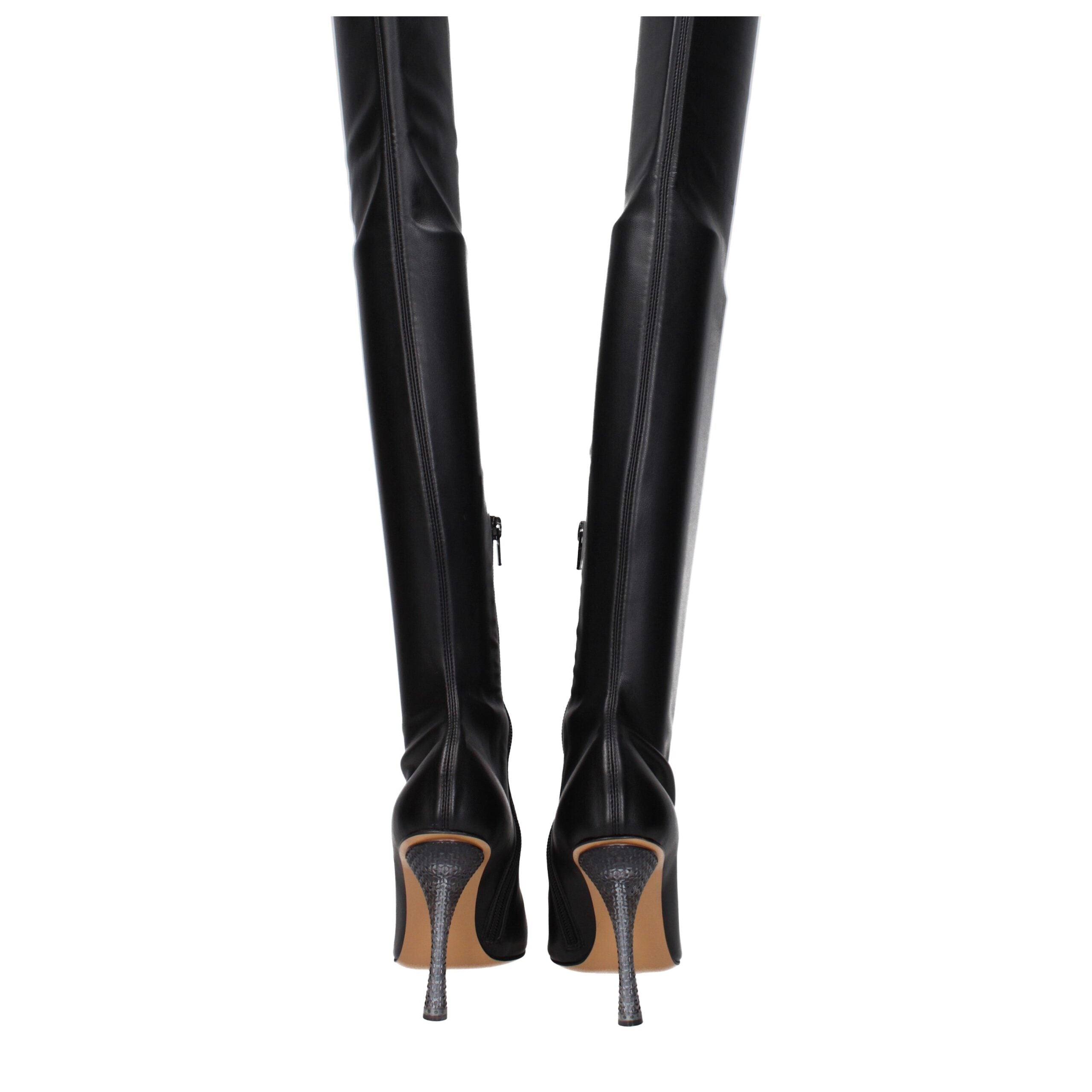 Schwarze Overknee-Stiefel aus Leder von Off-White