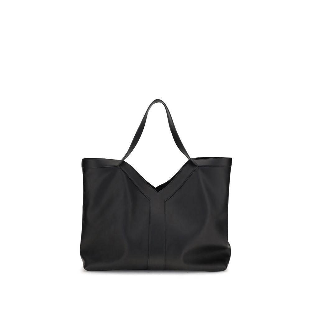 Black Calf Leather Bos Taurus Shoulder BagThe large Y Tote Bag by Saint Laurent is an elegant interpretation of the maison’s essential design. Crafted from finely grained leather and fully lined in tone-on-tone suede, it features the refined Y signature i