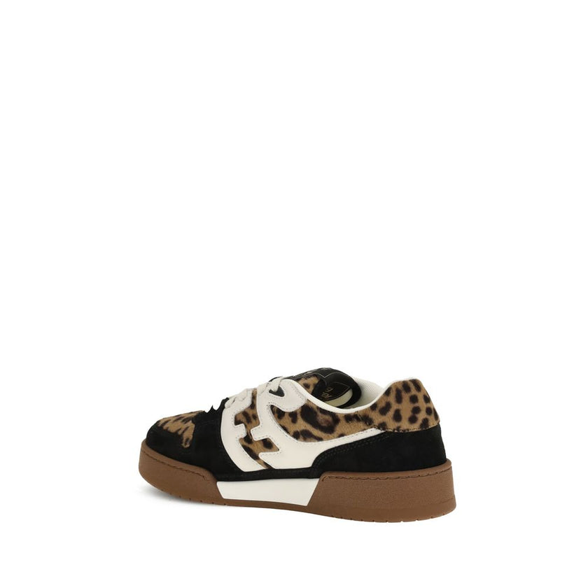Brown Calf Leather Bos Taurus Athletic SneakersMatch Sneakers by Fendi reinterpret sporty style with a bold and sophisticated aesthetic. Crafted from fur-trimmed calfskin leather with a pony skin effect, they feature a Fendi Leo animal print in shades of