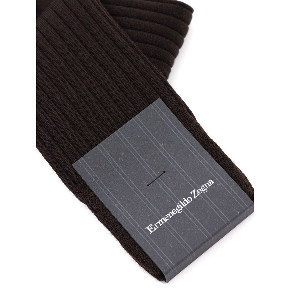 Brown Wool Socks 3-Pack by Ermenegildo Zegna