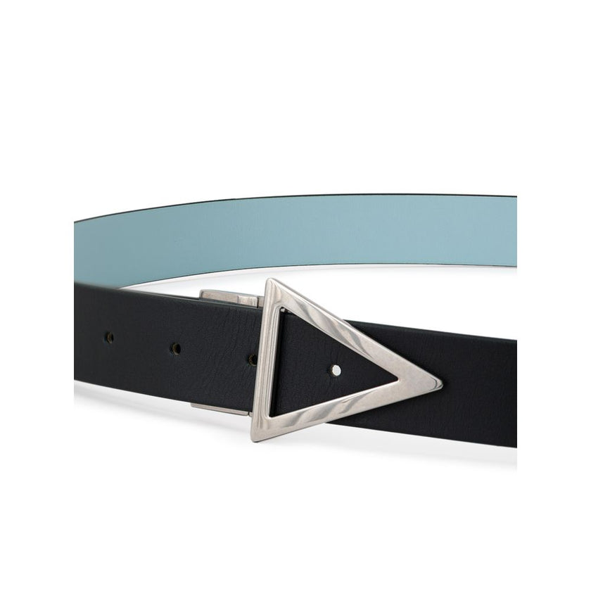 Green Leather Regular BeltBottega Veneta Light Blue/Green Double Face Leather Belt. In brushed leather, reversible in two colors, triangular metal buckle. Composition: 100% Leather Internal SKU: 25MG16 Brand SKU: 709440VMAUK3019Green Leather Regular Belt$