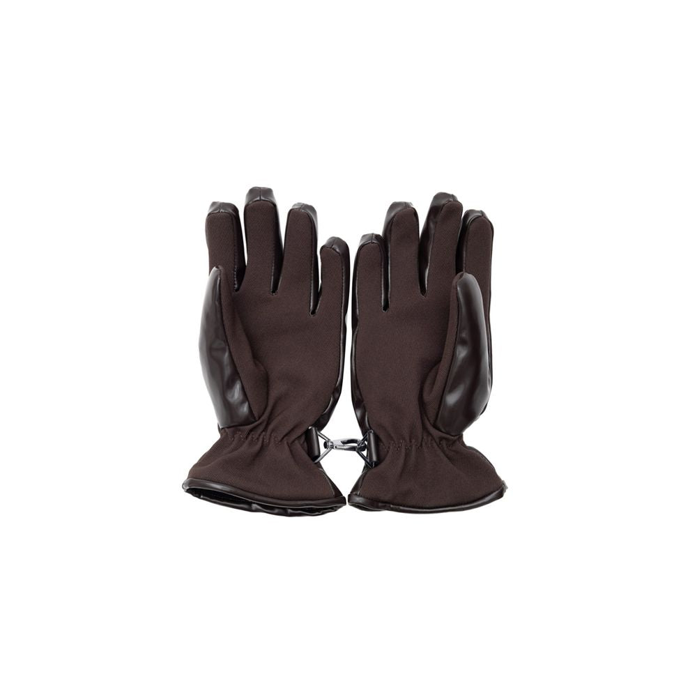Brown Polyester GlovesBottega Veneta Rubber Effect Gloves. Mud color, shiny, with elastic at the cuffs, part of the palm in technical fabric, padded. Composition: 100% Polyester Internal SKU: 25GIU65 Brand SKU: 680138V17O02113Brown Polyester Gloves${tagsB