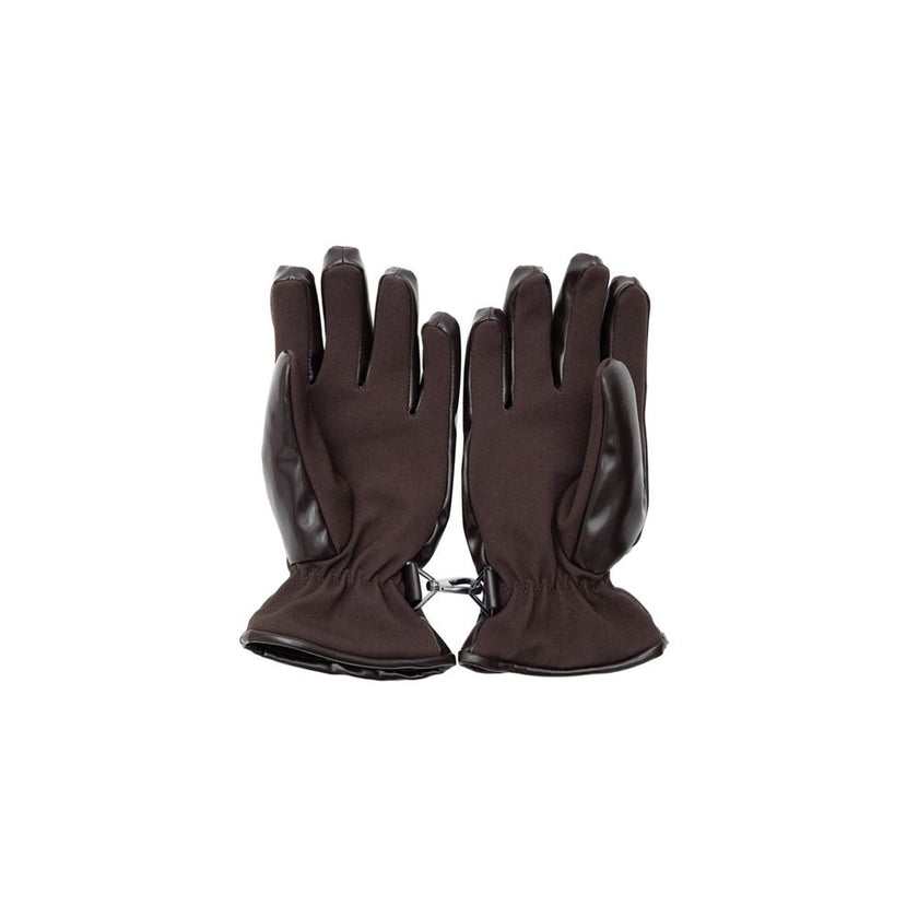 Brown Polyester GlovesBottega Veneta Rubber Effect Gloves. Mud color, shiny, with elastic at the cuffs, part of the palm in technical fabric, padded. Composition: 100% Polyester Internal SKU: 25GIU65 Brand SKU: 680138V17O02113Brown Polyester Gloves${tagsB