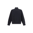 Black Cotton SweatshirtThe High-neck Sweatshirt stands out for its bold and contemporary character. Crafted with ribbed detailing at the collar, cuffs, and hem, it features a raised velour front print highlighting the brand’s logo, adding a refined touch