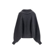 Gray Wool SweatshirtThe oversized wrap-effect Sweater by Balmain is crafted in knit with a deep lapel neckline and crossover design. Featuring batwing long sleeves and contrasting ribbed trims, it embodies a modern silhouette. A Balmain Paris branded tag