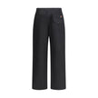 Black Cotton Casual PantsCotton Pants by Gucci with front zipper and button closure. They feature two side slash pockets, two welt pockets on the back, one with a flap, and belt loops at the waist. The monochrome pattern gives a clean and elegant look, pe
