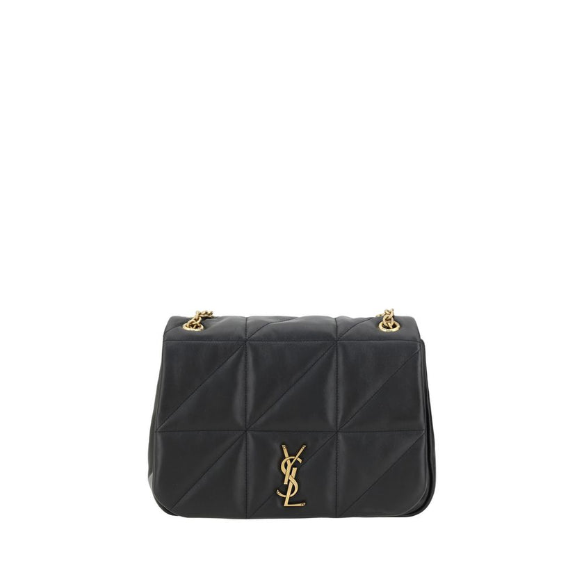 Black Calf Leather Bos Taurus Shoulder BagThe Jamie Medium Shoulder Bag by Saint Laurent, crafted in fine lambskin leather, stands out for its all-over padded design that gives it a sleek and sophisticated look. The front flap, with snap-button closure, p