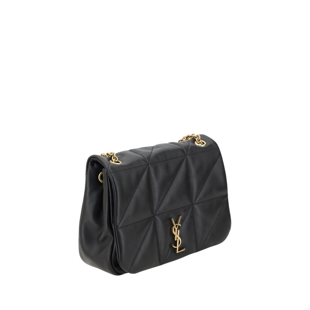 Black Calf Leather Bos Taurus Shoulder BagThe Jamie Medium Shoulder Bag by Saint Laurent, crafted in fine lambskin leather, stands out for its all-over padded design that gives it a sleek and sophisticated look. The front flap, with snap-button closure, p