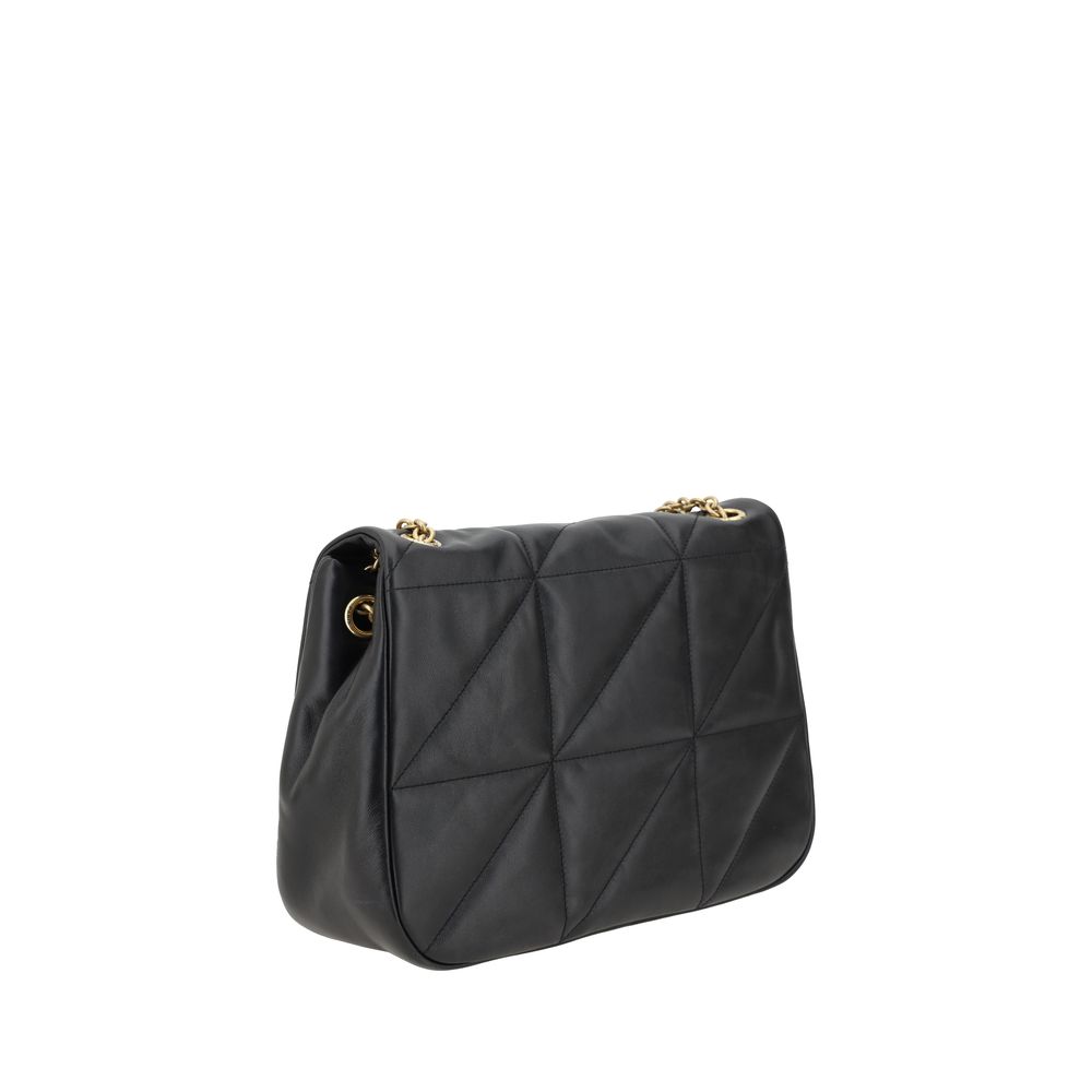 Black Calf Leather Bos Taurus Shoulder BagThe Jamie Medium Shoulder Bag by Saint Laurent, crafted in fine lambskin leather, stands out for its all-over padded design that gives it a sleek and sophisticated look. The front flap, with snap-button closure, p