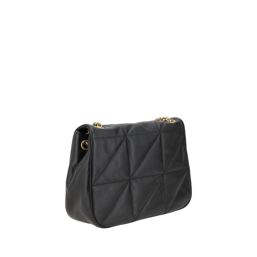 Black Calf Leather Bos Taurus Shoulder BagThe Jamie Medium Shoulder Bag by Saint Laurent, crafted in fine lambskin leather, stands out for its all-over padded design that gives it a sleek and sophisticated look. The front flap, with snap-button closure, p