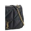 Black Calf Leather Bos Taurus Shoulder BagThe Jamie Medium Shoulder Bag by Saint Laurent, crafted in fine lambskin leather, stands out for its all-over padded design that gives it a sleek and sophisticated look. The front flap, with snap-button closure, p