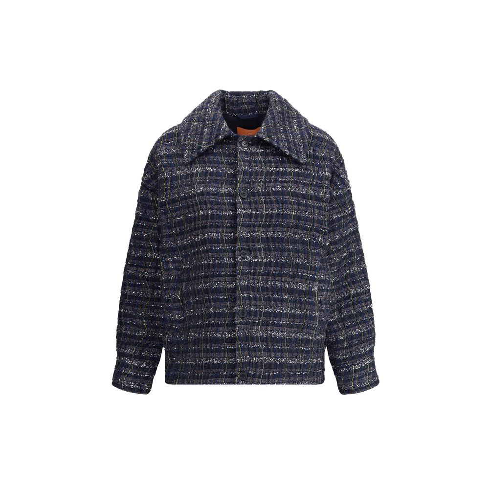Blue Viscose CoatJacket by Missoni features an exclusive check wave pattern that creates a dynamic and sophisticated visual effect. The viscose blend fabric enriched with lamé filaments gives bright highlights and a sophisticated touch. The design combine