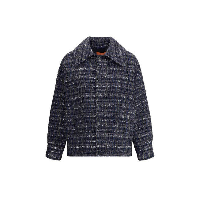 Blue Viscose CoatJacket by Missoni features an exclusive check wave pattern that creates a dynamic and sophisticated visual effect. The viscose blend fabric enriched with lamé filaments gives bright highlights and a sophisticated touch. The design combine