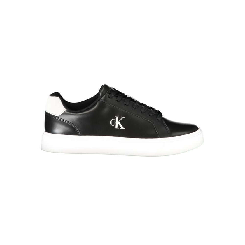 Black Leather Men SneakerUnleash your stride with the cutting-edge Calvin Klein sports sneakers. A fusion of sophistication and athletic flair, these shoes feature striking contrasting white details and a prominent Calvin Klein logo that captures attentio