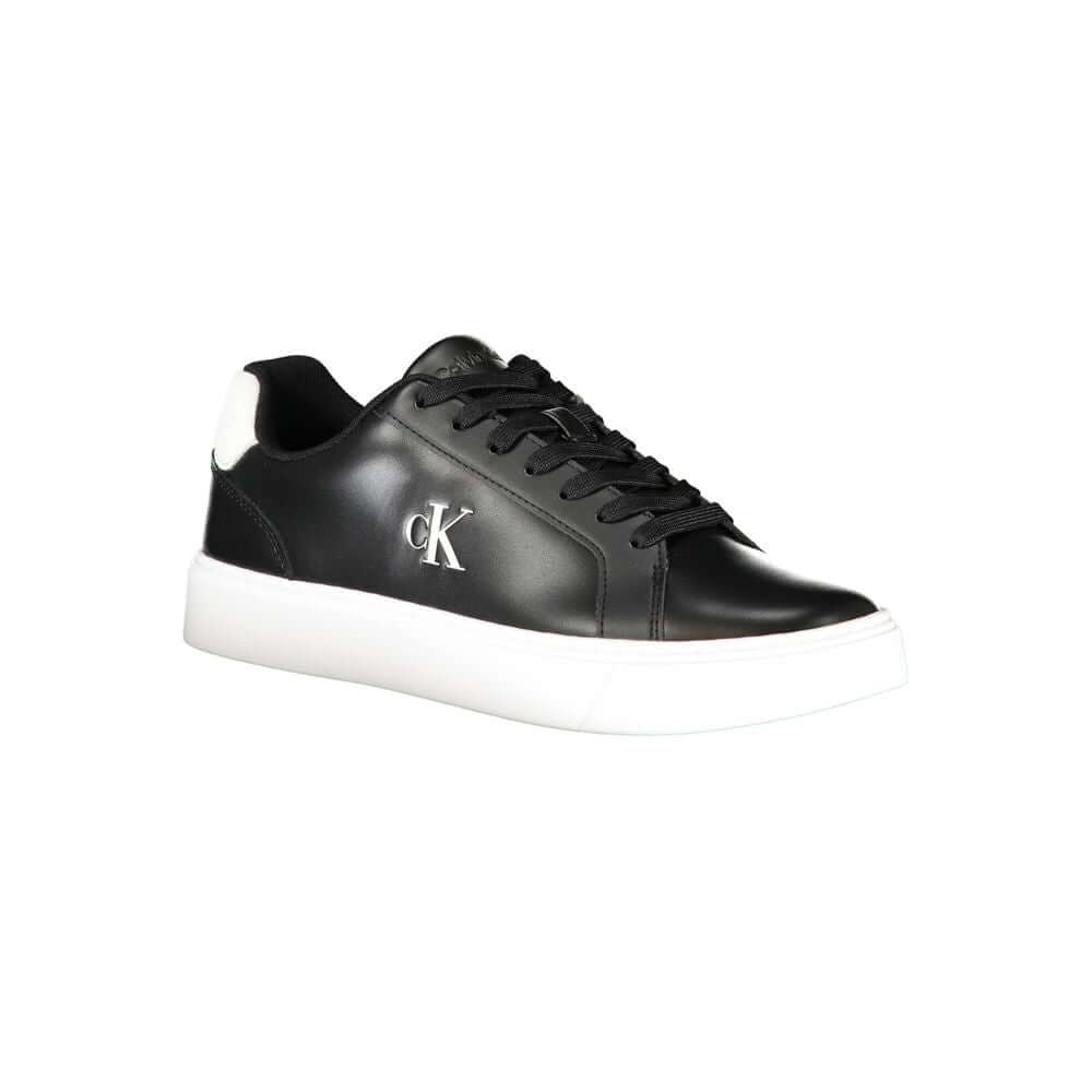 Black Leather Men SneakerUnleash your stride with the cutting-edge Calvin Klein sports sneakers. A fusion of sophistication and athletic flair, these shoes feature striking contrasting white details and a prominent Calvin Klein logo that captures attentio