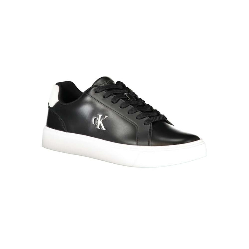 Black Leather Men SneakerUnleash your stride with the cutting-edge Calvin Klein sports sneakers. A fusion of sophistication and athletic flair, these shoes feature striking contrasting white details and a prominent Calvin Klein logo that captures attentio