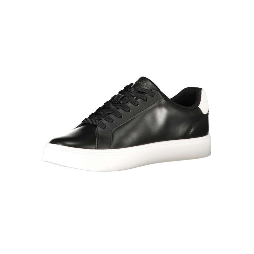 Black Leather Men SneakerUnleash your stride with the cutting-edge Calvin Klein sports sneakers. A fusion of sophistication and athletic flair, these shoes feature striking contrasting white details and a prominent Calvin Klein logo that captures attentio