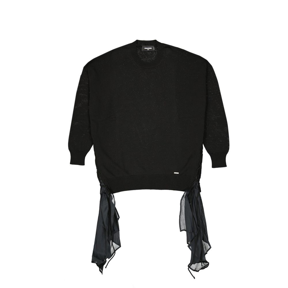 Black Cotton SweatshirtDescription: – Composition: 100% Cotton – Long sleeves – Ribbed trims – Machine wash – Crew neck – Both side drawstring detail – Made in Italy – Gender: WOMEN –Black Cotton Sweatshirt${tagsDsquared²Aulae Black Cotton Sweatshirt Dsqu