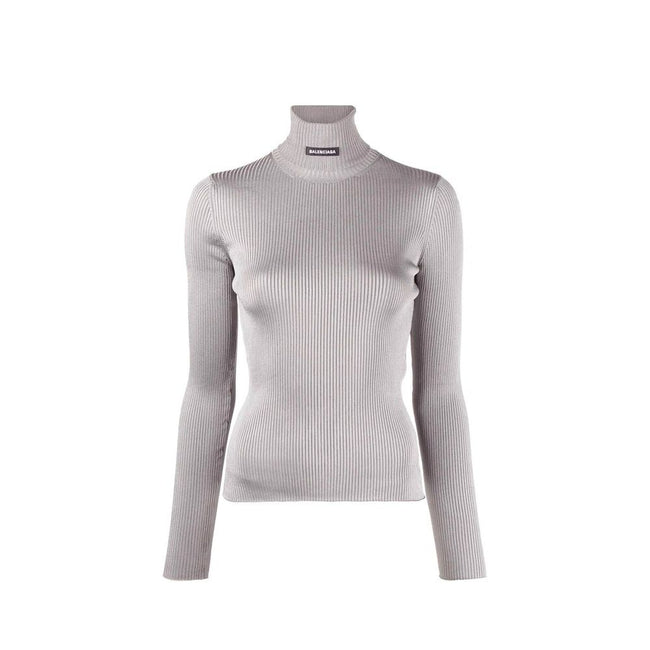 Gray Polyester TurtleneckDescription: – Composition: 88% polyester, 9% Polyamide 3% Elastan – Long sleeves – Logo patch aplique – Made in Italy –Gray Polyester Turtleneck${tagsBalenciagaAulae Ribbed Turtleneck Sweater BalenciagaAulae Ribbed Turtleneck Swe