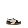 Black Calf Leather Bos Taurus Low Top SneakersCalfskin Match Low Sneakers by Fendi featuring lace-up front closure, paneled design with suede inserts, iconic brand FF logo on embossed side panels, perforated round toe, iconic brand signature patch embroid