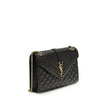 Black Calf Leather Bos Taurus Shoulder BagEnvelope medium Shoulder Bag by Saint Laurent is a timeless icon defined by elegant quilted chevron stitching, checks and vertical lines. The leather shoulder strap with sliding chain allows it to be worn on the s