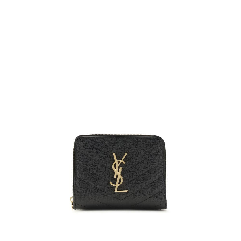 Black Calf Leather Bos Taurus WalletCassandre matelassé Wallet by Saint Laurent is a compact and sophisticated model, featuring the iconic intertwined YSL initials in gold-tone metal at the center and quilted stitching that enhances its elegance. The inte