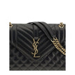 Black Calf Leather Bos Taurus Shoulder BagEnvelope medium Shoulder Bag by Saint Laurent is a timeless icon defined by elegant quilted chevron stitching, checks and vertical lines. The leather shoulder strap with sliding chain allows it to be worn on the s