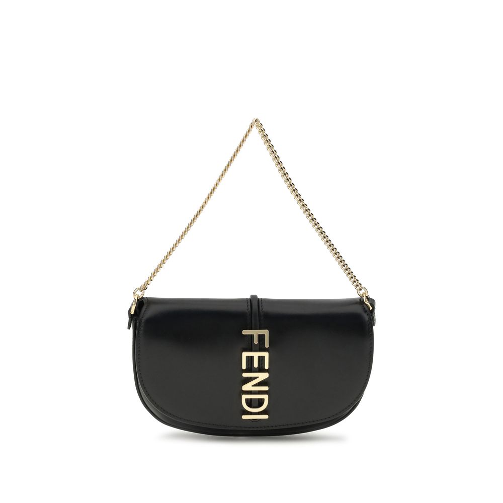 Black Calf Leather Bos Taurus WalletThe Fendigraphy Shoulder Bag by Fendi is crafted from smooth leather and embellished with the Maison’s distinctive metal logo on the front. Featuring a metal chain shoulder strap, it has a hidden snap closure under the