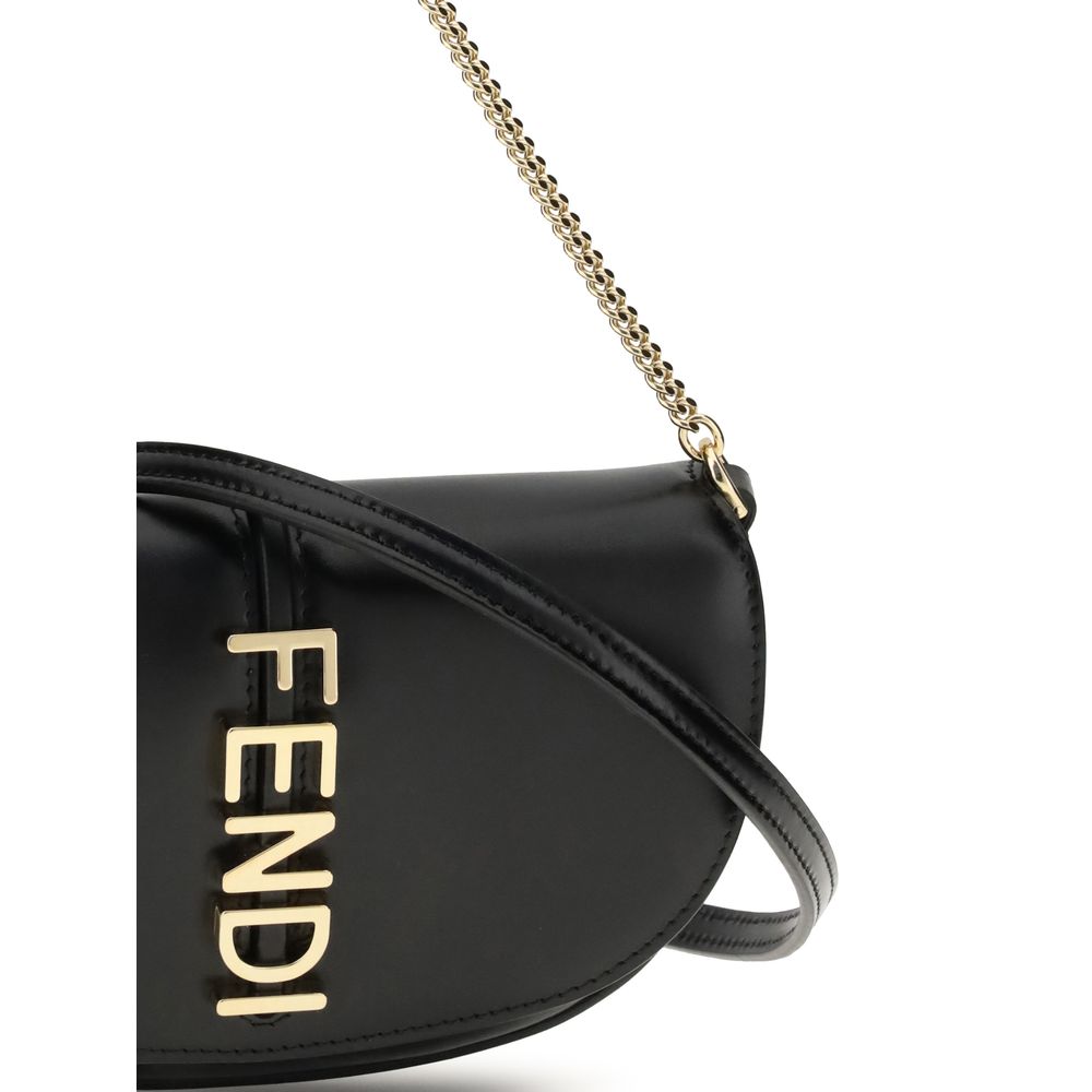 Black Calf Leather Bos Taurus WalletThe Fendigraphy Shoulder Bag by Fendi is crafted from smooth leather and embellished with the Maison’s distinctive metal logo on the front. Featuring a metal chain shoulder strap, it has a hidden snap closure under the