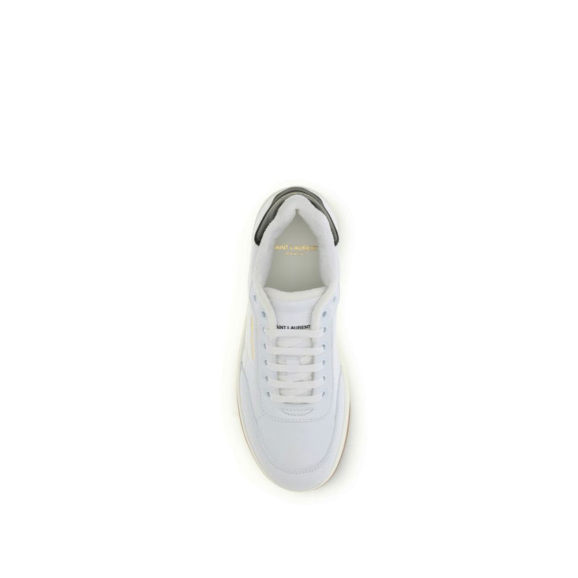 White Calf Leather Bos Taurus Low Top SneakersThe Saint Laurent SL/61 Sneakers are a low-top lace-up with a simple and refined style. Featuring the gold SAINT LAURENT signature on the side and heel counter, they also feature a logo patch on the tongue. A