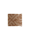 FF alpaca ScarfThe FF alpaca Scarf by Fendi is an oversized accessory with a bold personality, crafted from a soft blend of alpaca and wool. The jacquard weave highlights the iconic macro FF motif, available in warm shades of camel and brandy. The design