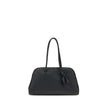 Black Calf Leather Bos Taurus HandbagThe Il Turismo Shoulder Bag by Jacquemus is an elegant reinterpretation of the classic bowling bag, crafted from grainy leather. Featuring a two-way zipper closure, it features a large patch pocket on the front, an int