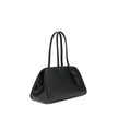 Black Calf Leather Bos Taurus HandbagThe Il Turismo Shoulder Bag by Jacquemus is an elegant reinterpretation of the classic bowling bag, crafted from grainy leather. Featuring a two-way zipper closure, it features a large patch pocket on the front, an int