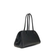 Black Calf Leather Bos Taurus HandbagThe Il Turismo Shoulder Bag by Jacquemus is an elegant reinterpretation of the classic bowling bag, crafted from grainy leather. Featuring a two-way zipper closure, it features a large patch pocket on the front, an int