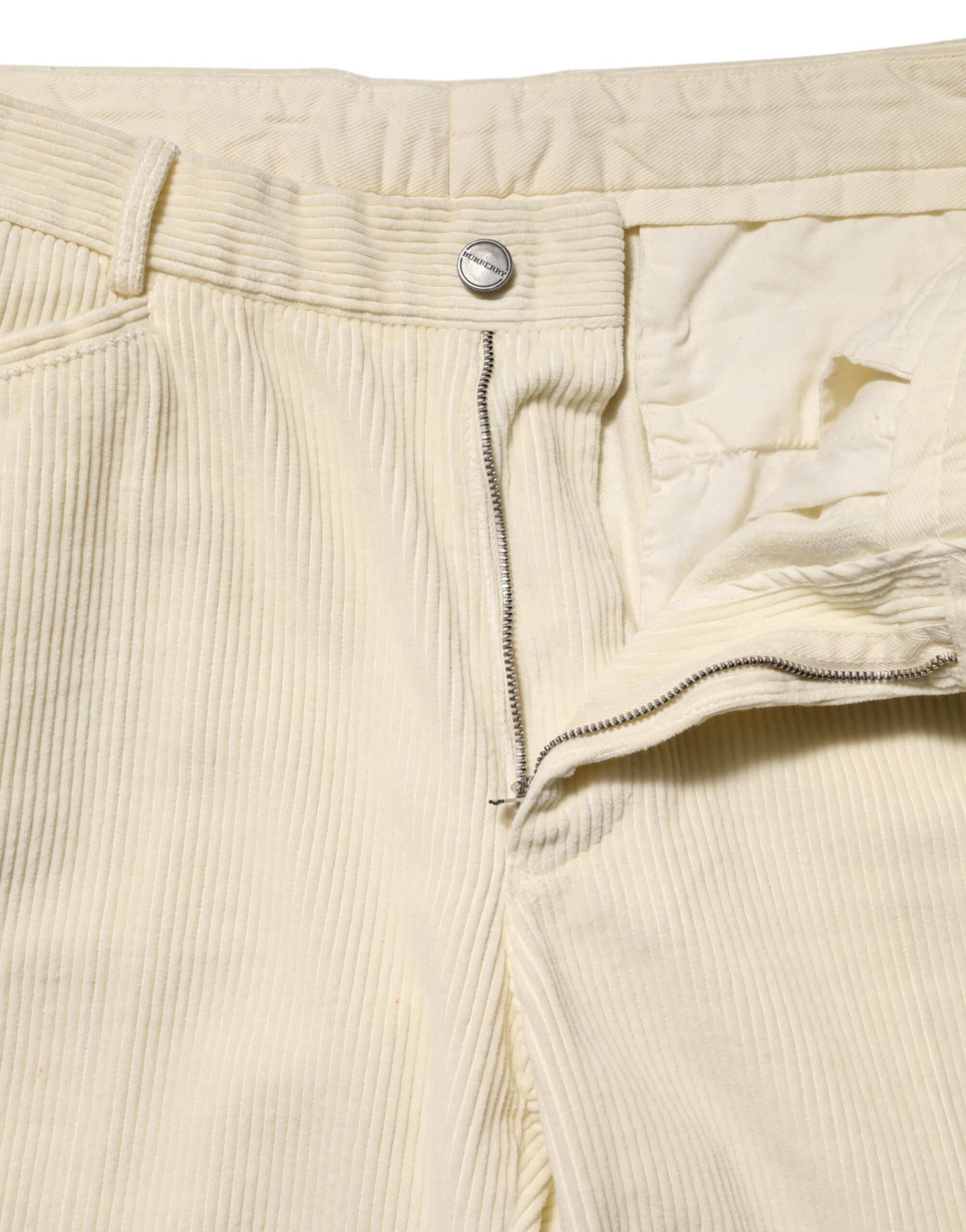 Pantalon droit en velours côtelé beige pour homme