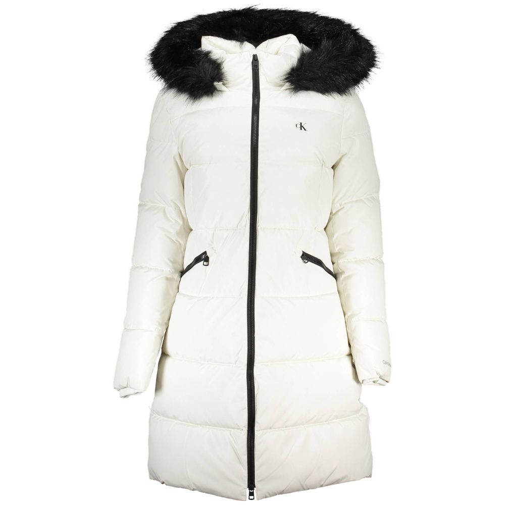 White Polyester Jackets & CoatLONG SLEEVE JACKET, HOOD WITH REMOVABLE FUR, 2 POCKETS, CONTRAST DETAILS, PRINT, LOGOWhite Polyester Jackets & Coat${tagsCalvin KleinAulae White Polyester Jackets & Coat Calvin KleinAulae White Polyester Jackets & Coat LONG S