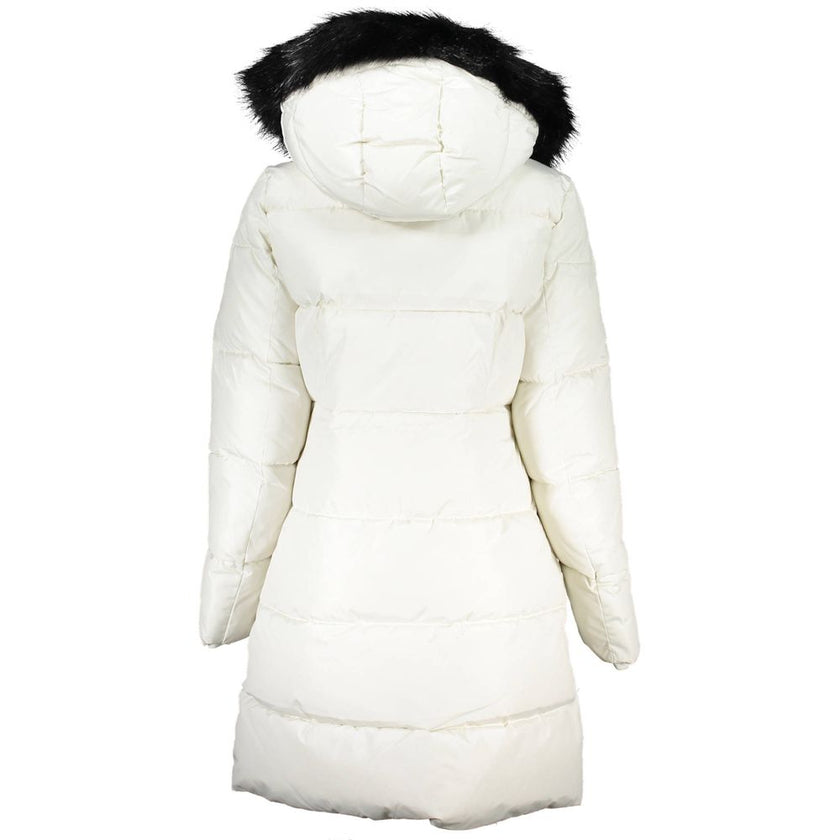 White Polyester Jackets & CoatLONG SLEEVE JACKET, HOOD WITH REMOVABLE FUR, 2 POCKETS, CONTRAST DETAILS, PRINT, LOGOWhite Polyester Jackets & Coat${tagsCalvin KleinAulae White Polyester Jackets & Coat Calvin KleinAulae White Polyester Jackets & Coat LONG S