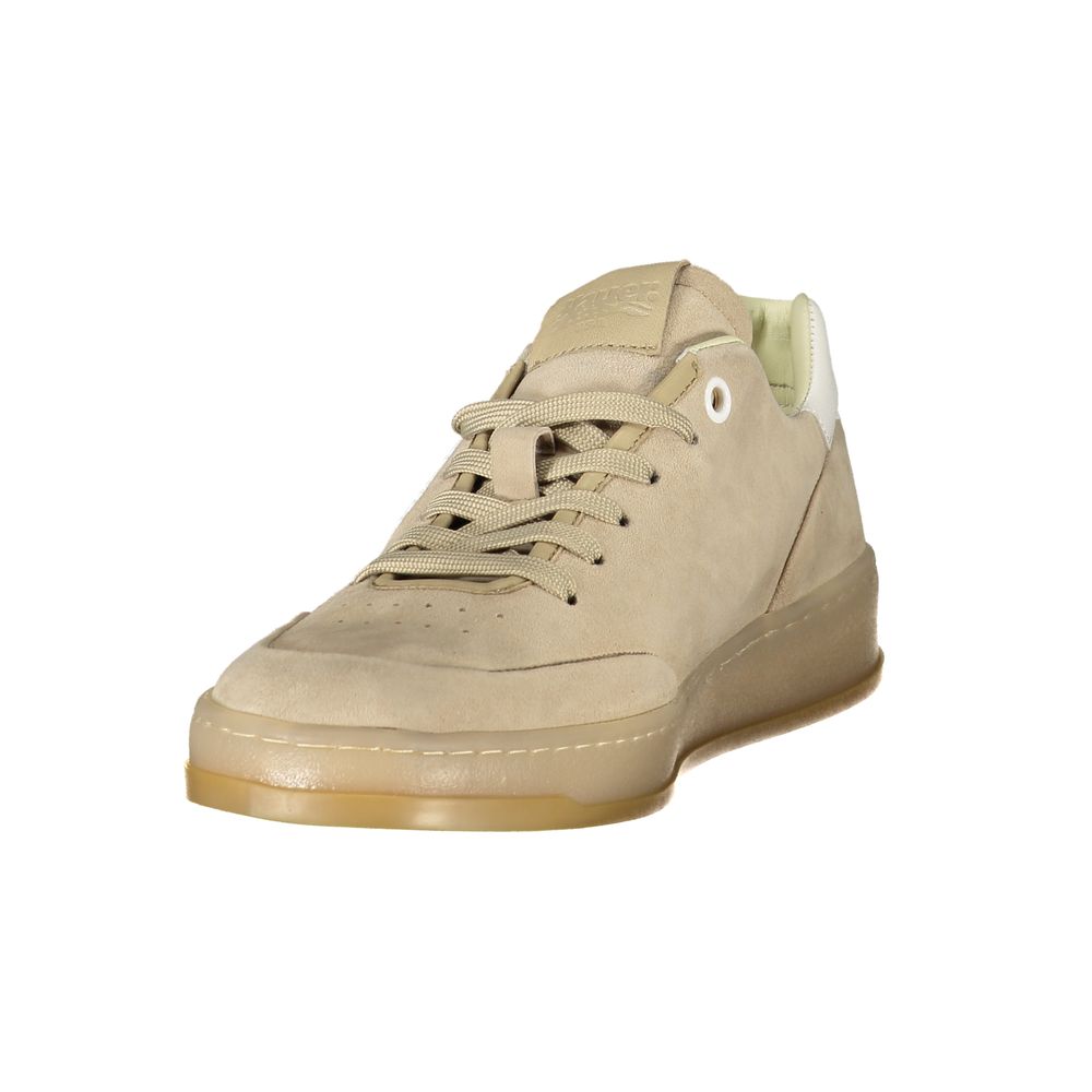 Beige Leather Men's Sneakers with Removable Insole