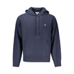 Blue Cotton Men SweaterDiscover the epitome of comfort blended with style in this Calvin Klein hooded sweatshirt. Exuding a contemporary edge with its bold embroidered logo, this long-sleeved piece is a true reflection of modern luxury. Its brushed textur