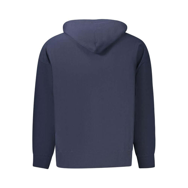 Blue Cotton Men SweaterDiscover the epitome of comfort blended with style in this Calvin Klein hooded sweatshirt. Exuding a contemporary edge with its bold embroidered logo, this long-sleeved piece is a true reflection of modern luxury. Its brushed textur