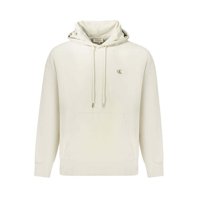 Beige Cotton Men SweaterStep into a world of understated sophistication with this Calvin Klein hooded sweatshirt, where comfort meets contemporary style. This chic beige staple is perfect for the fashion-forward individual who appreciates elegance in casu