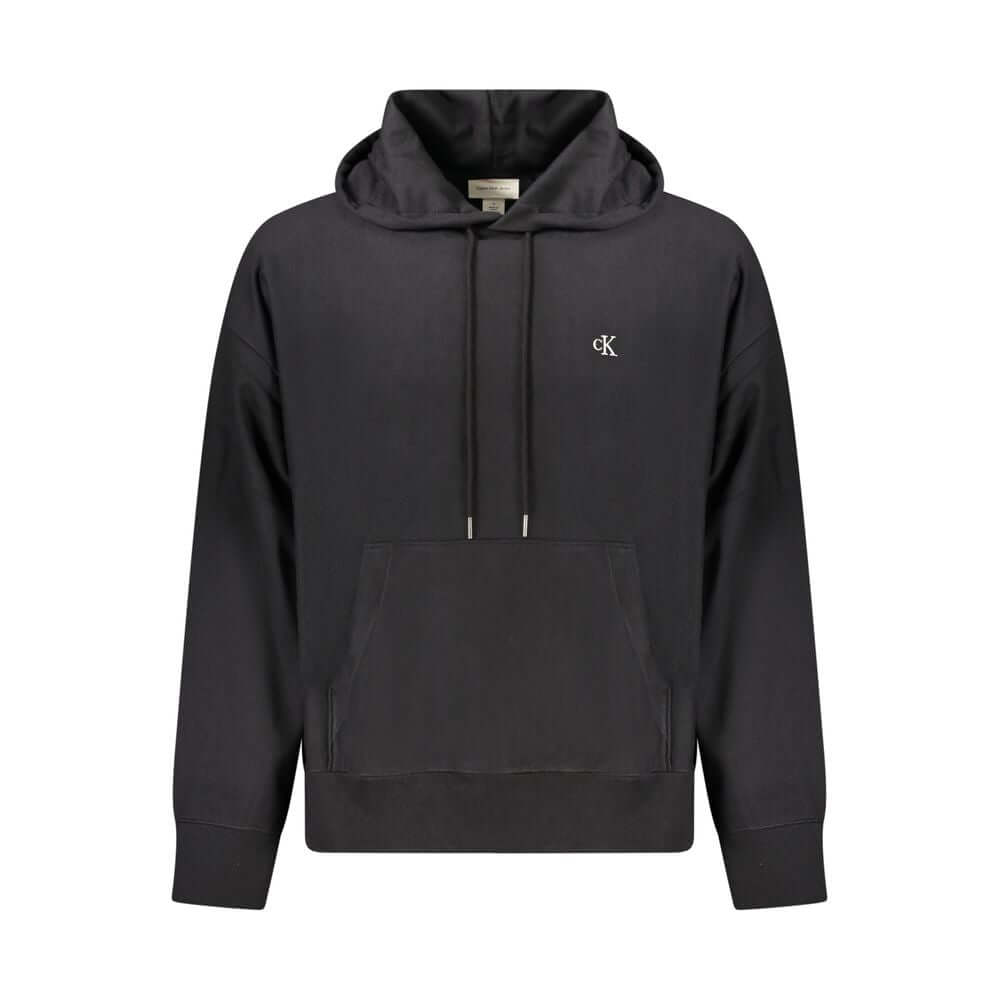 Black Cotton Men SweaterElevate your style quotient with this impeccable Calvin Klein hooded sweatshirt. Boasting long sleeves and a cozy brushed interior, it’s the epitome of comfort meets fashion. The central pocket blends convenience with style, while