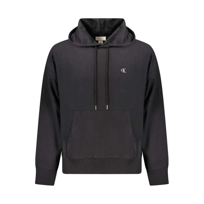 Black Cotton Men SweaterElevate your style quotient with this impeccable Calvin Klein hooded sweatshirt. Boasting long sleeves and a cozy brushed interior, it’s the epitome of comfort meets fashion. The central pocket blends convenience with style, while