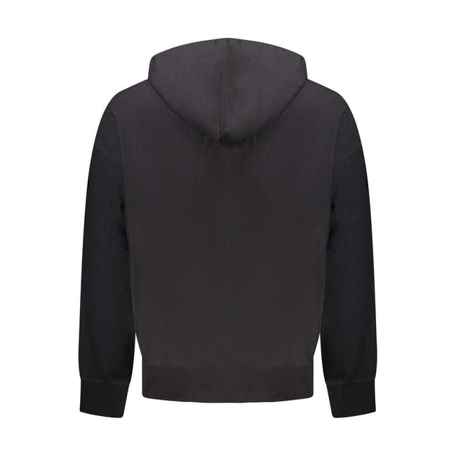 Black Cotton Men SweaterElevate your style quotient with this impeccable Calvin Klein hooded sweatshirt. Boasting long sleeves and a cozy brushed interior, it’s the epitome of comfort meets fashion. The central pocket blends convenience with style, while