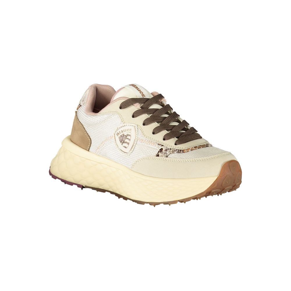 Beige Leather Sneaker with Logo Detail