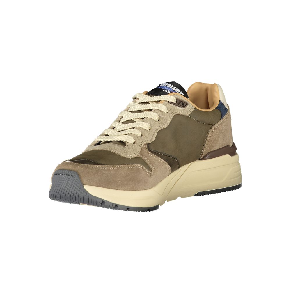 Grey Leather Men’s Sneaker with Logo Detail