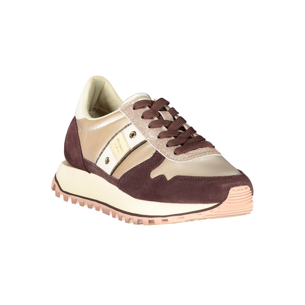 Beige Leather Sneakers with Wine Detail by BLAUER