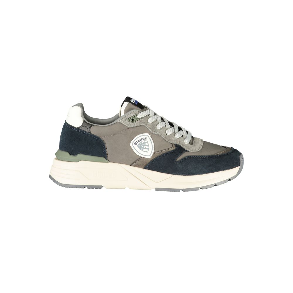 Grigio Leather Synthetic Men’s Sneaker with BLAUER Applique