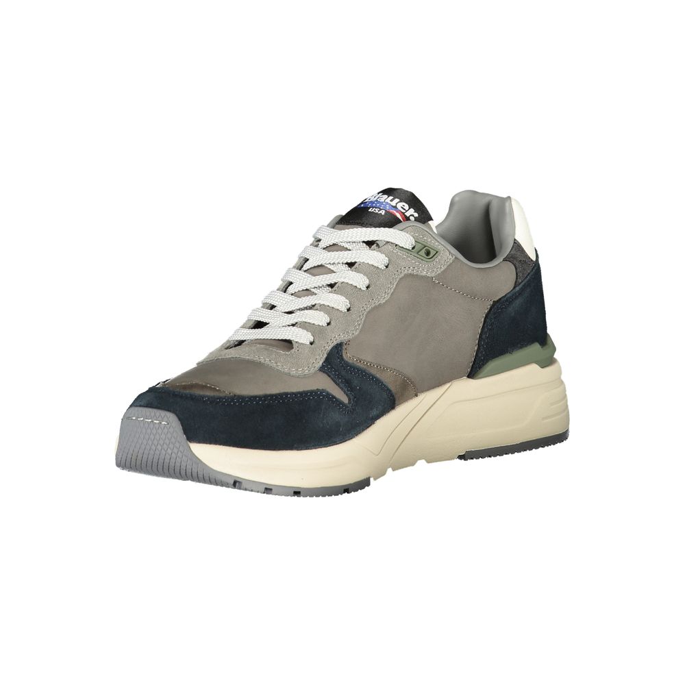 Grigio Herrensneaker aus Kunstleder mit BLAUER Applikation